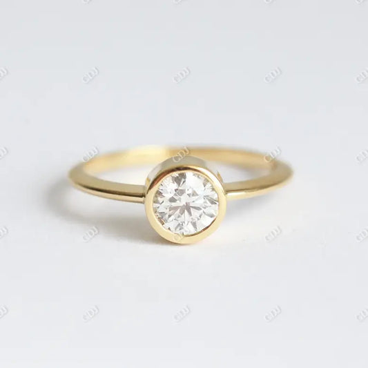 0.7CT Round Cut Moissanite Bezel Set Solitaire Dimond Engagement Ring  customdiamjewel 10KT Yellow Gold VVS-EF