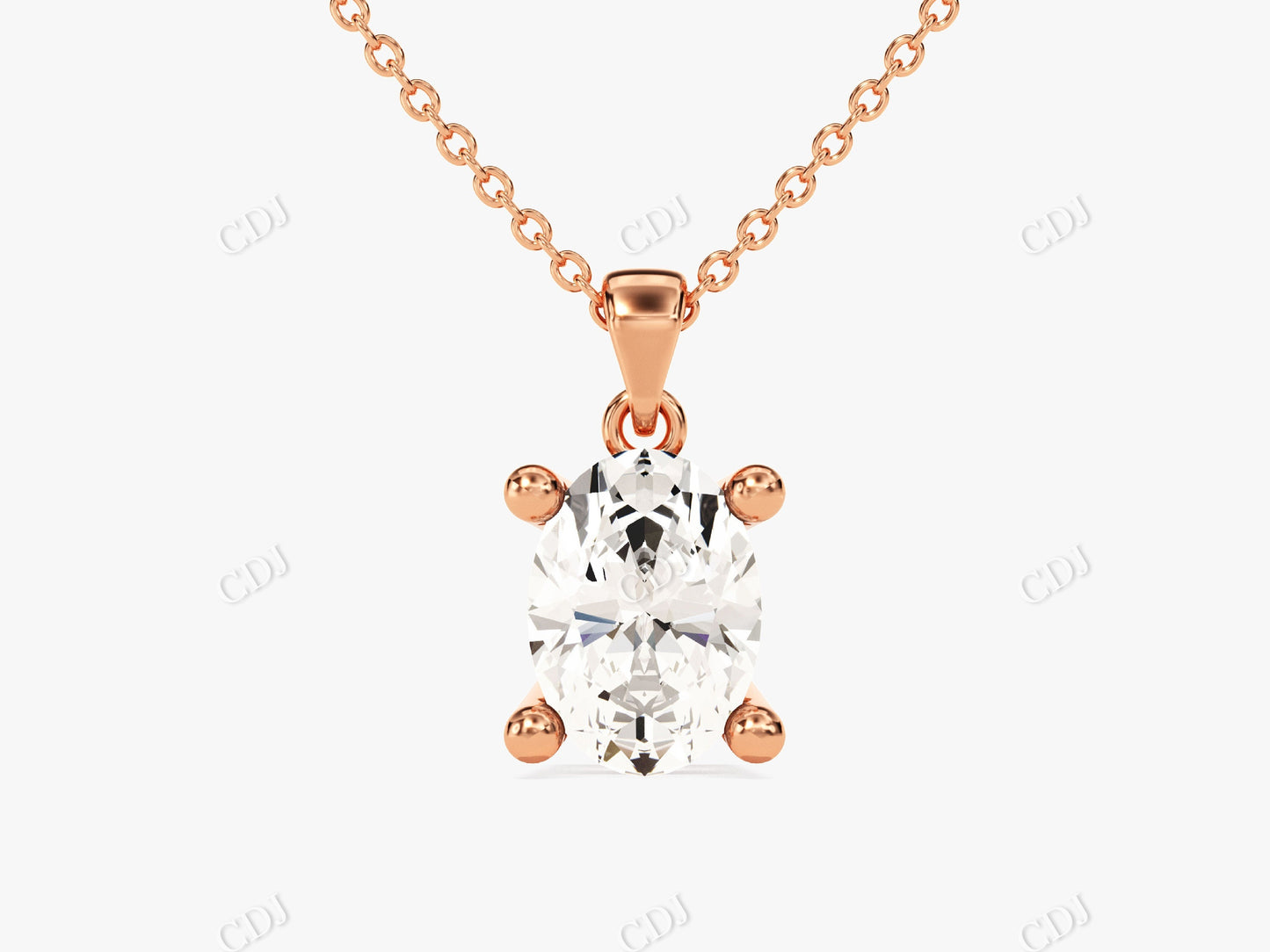 Sparkling Oval Moissanite Pendant Necklace with Diamond Accents  customdiamjewel 10KT Rose Gold VVS-EF