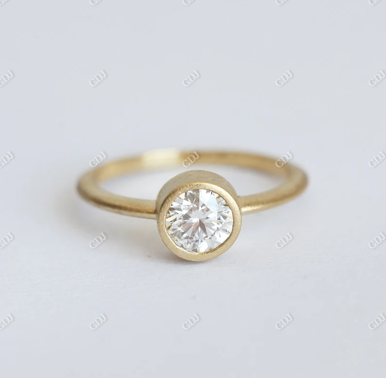 0.7CT Round Cut Moissanite Bezel Set Solitaire Dimond Engagement Ring  customdiamjewel   
