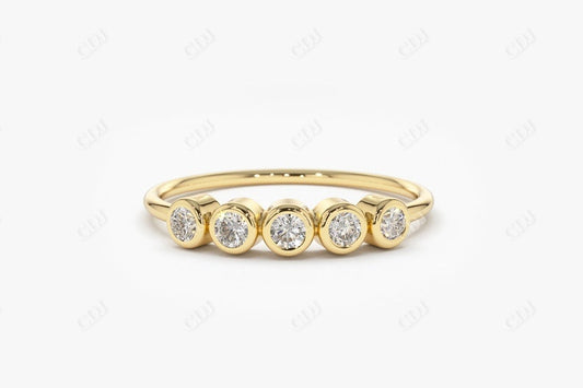 0.14CTW Lab Grown Round Diamond Bezel Set Wedding Band  customdiamjewel Sterling Silver Yellow Gold VVS-EF