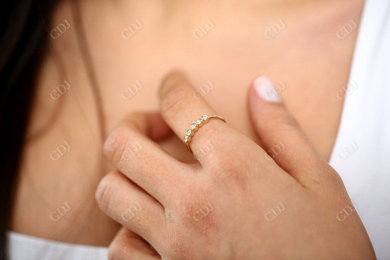 0.14CTW Lab Grown Round Diamond Bezel Set Wedding Band  customdiamjewel   