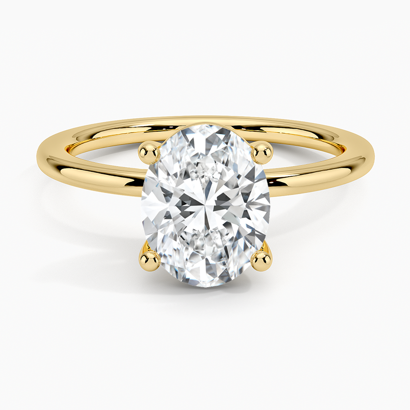 2CT Lab Grown Oval Diamond Solitaire Engagement Ring  customdiamjewel Sterling Silver Yellow Gold VVS-EF