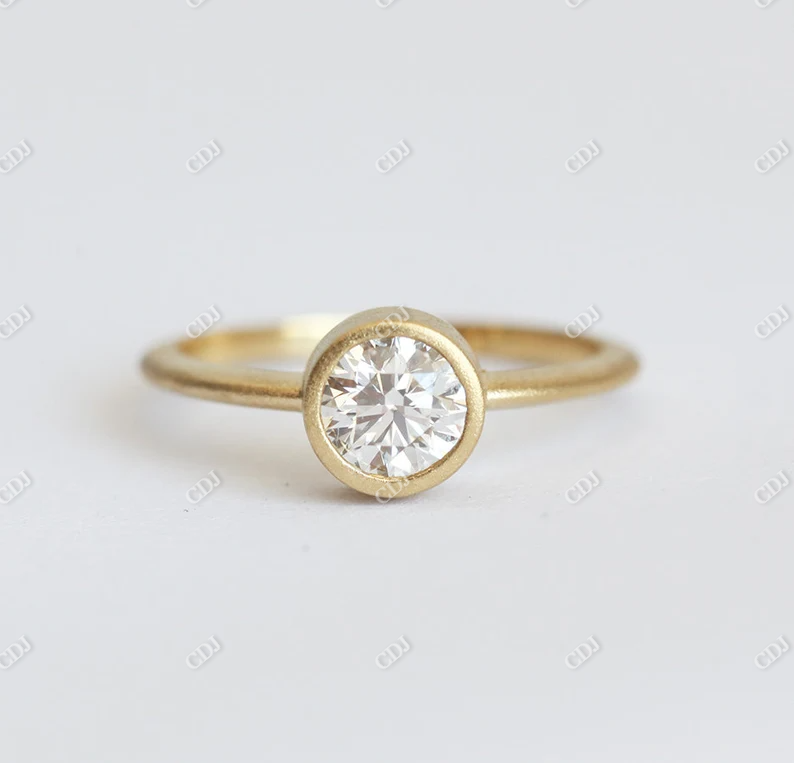 0.7CT Round Cut Moissanite Bezel Set Solitaire Dimond Engagement Ring  customdiamjewel   