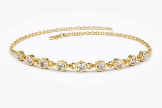 0.50ctw Bezel Set Lab Grown Diamond Bracelet  customdiamjewel Sterling Silver Yellow Gold VVS-EF