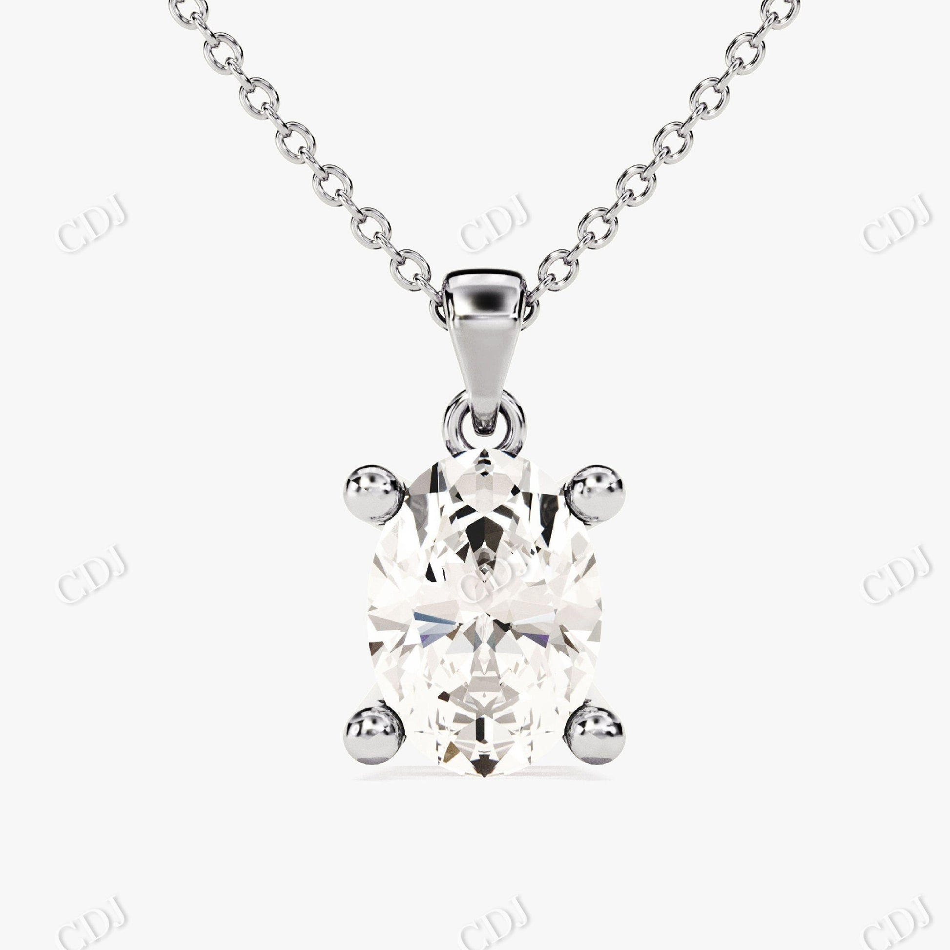Sparkling Oval Moissanite Pendant Necklace with Diamond Accents  customdiamjewel 10KT White Gold VVS-EF