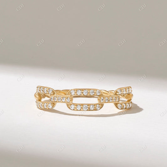 0.23CTW Round Real Diamond Open Link Chain Ring  customdiamjewel 10KT Yellow Gold VVS-EF