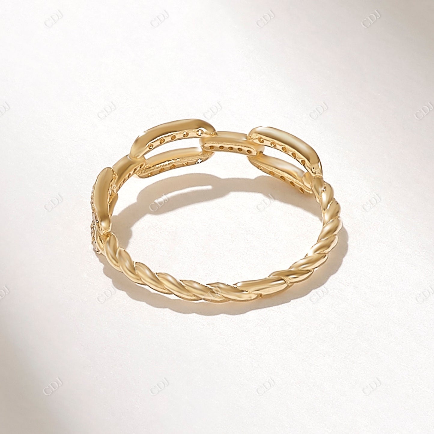 Open Link Chain 0.23CTW Round Cut Lab Grown Diamond Ring