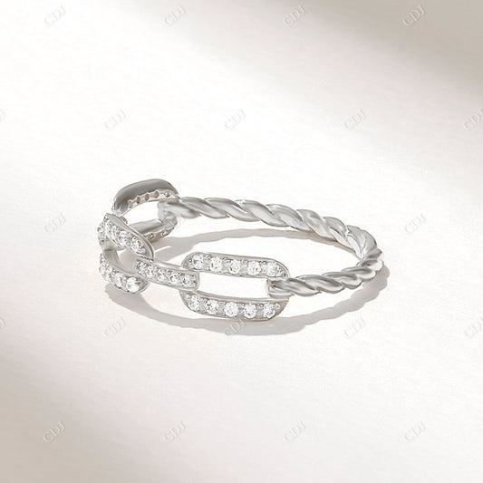 0.23CTW Round Real Diamond Open Link Chain Ring  customdiamjewel 10KT White Gold VVS-EF