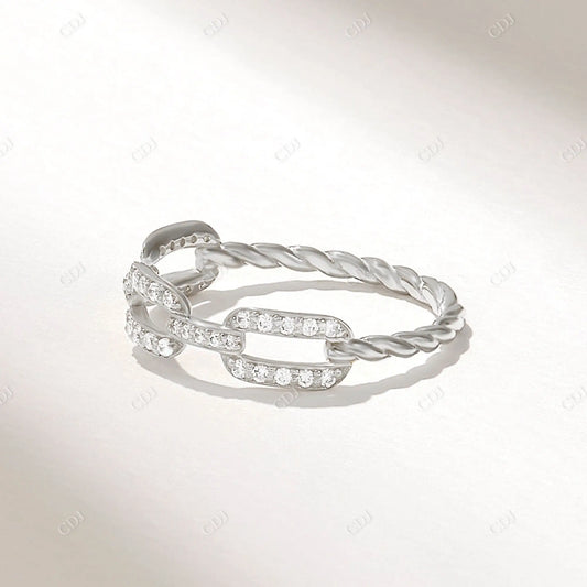 Open Link Chain 0.23CTW Round Cut Lab Grown Diamond Ring  customdiamjewel 10KT White Gold VVS-EF