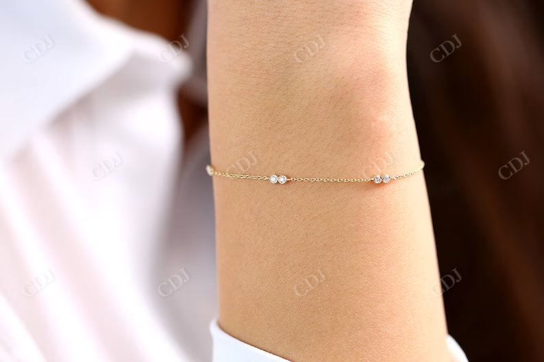 Round Bezel Setting Natural Diamond Duo Bracelet  customdiamjewel   