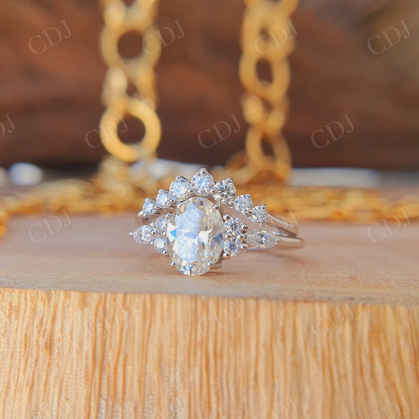 1.50CT Oval Cut Moissanite Engagement Ring Set  customdiamjewel   