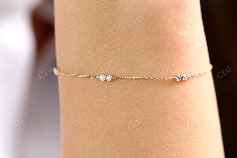 Round Bezel Setting Natural Diamond Duo Bracelet  customdiamjewel   
