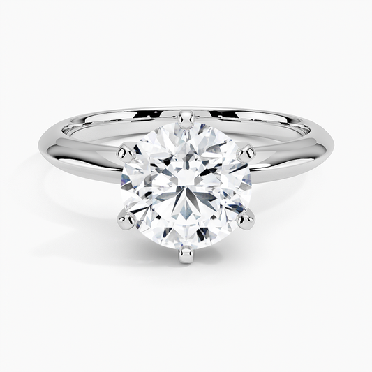 2 CT Classic Six Prong Lab Grown Diamond Solitaire Engagement Ring