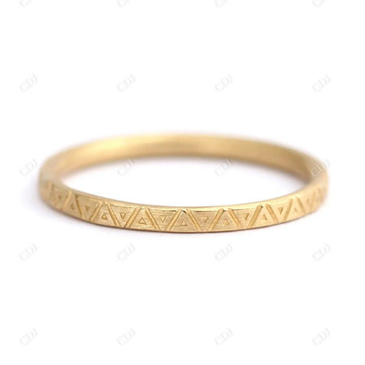 Dainty Engraved Solid Gold Wedding Band  customdiamjewel 10KT Yellow Gold VVS-EF