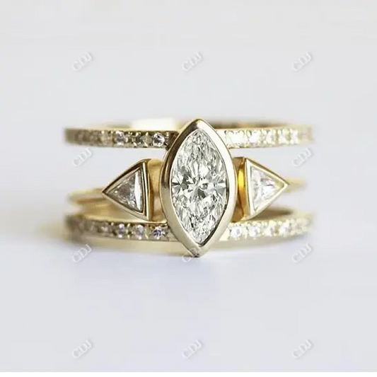 Marquise Double Band Moissanite Engagement Ring  customdiamjewel 10KT Yellow Gold VVS-EF