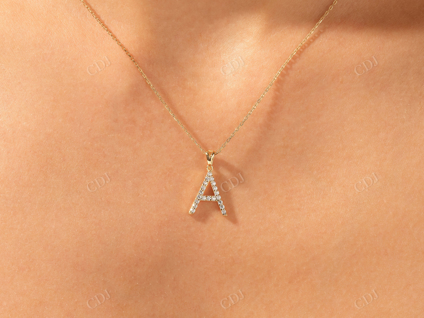 0.30CTW Personalized Dainty Moissanite Letter Necklace