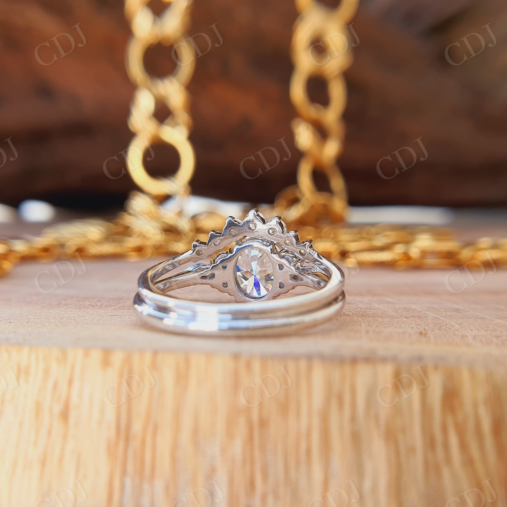 1.50CT Oval Cut Moissanite Engagement Ring Set  customdiamjewel   