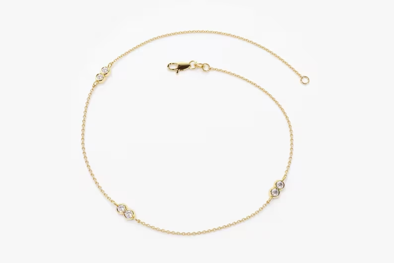 Round Bezel Setting Natural Diamond Duo Bracelet  customdiamjewel   
