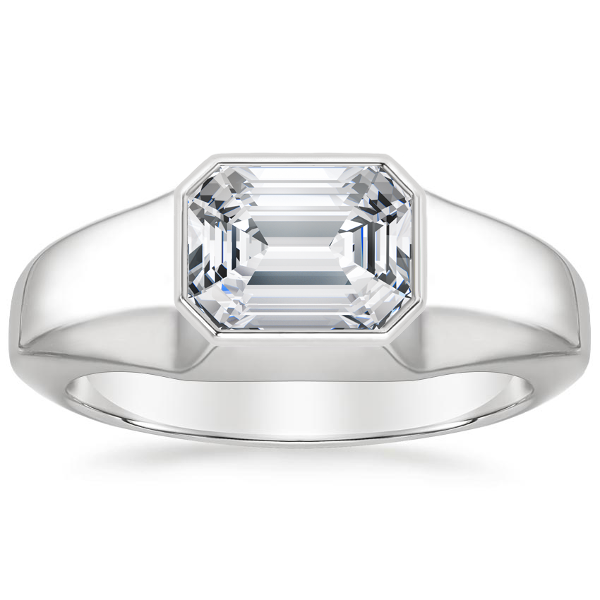 2CT East West Emerald Cut Lab Grown Diamond Bezel Engagement Ring  customdiamjewel   
