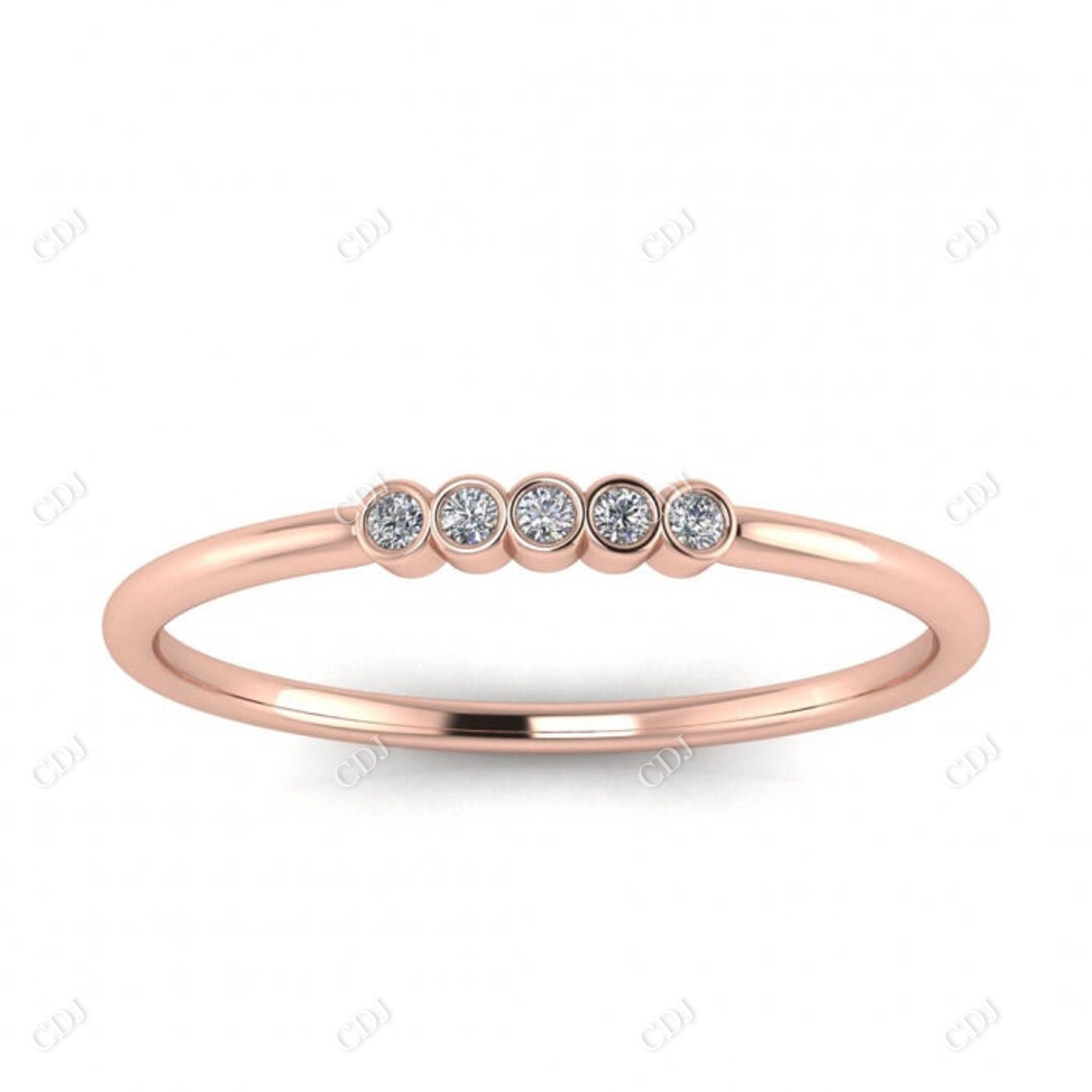 0.03CT Round Cut CVD Diamond Unique Bezel Set Stackable Ring  customdiamjewel 10KT Rose Gold VVS-EF