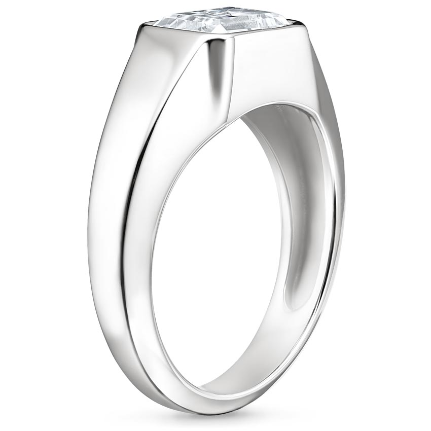 2CT East West Emerald Cut Lab Grown Diamond Bezel Engagement Ring  customdiamjewel Sterling Silver White Gold VVS-EF