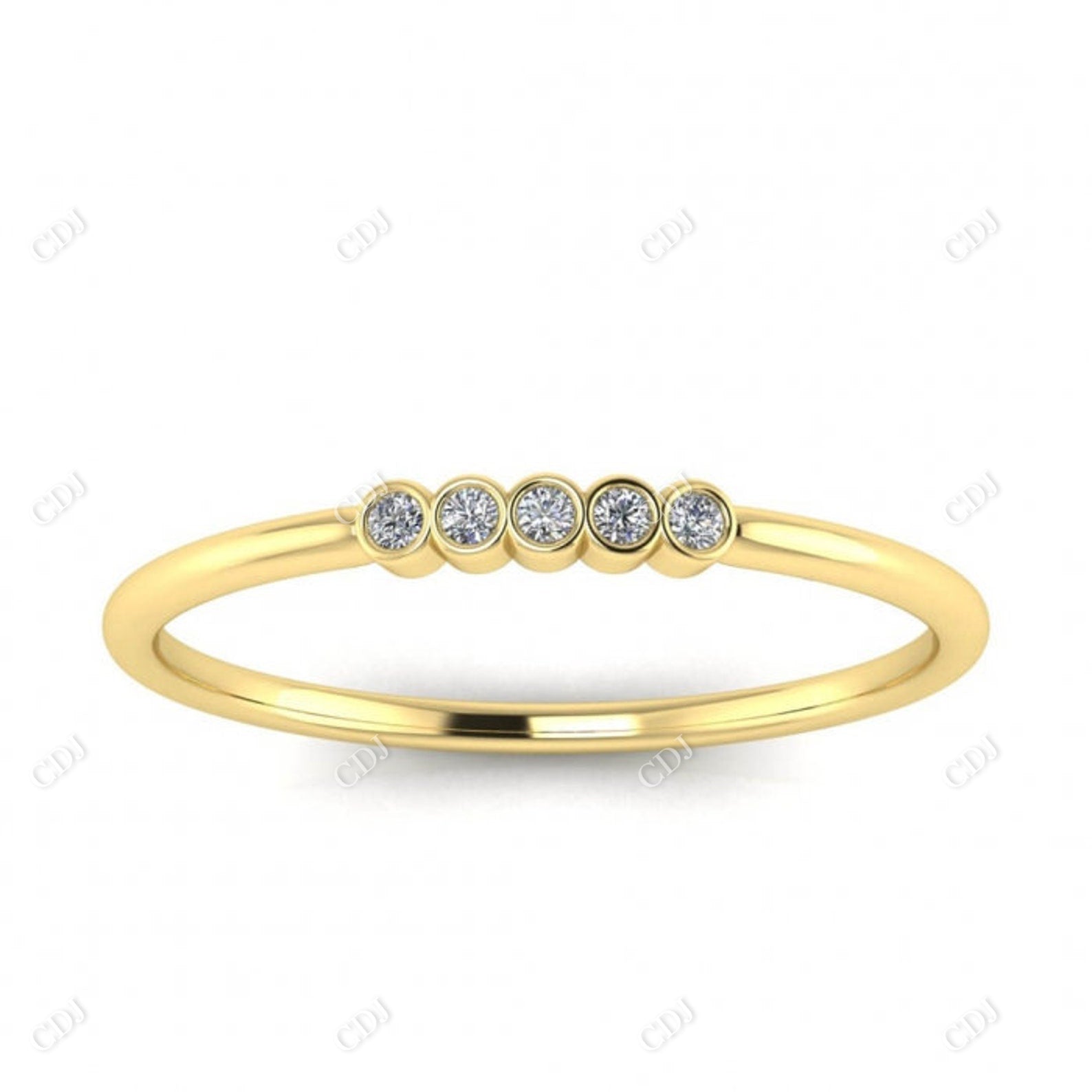 0.03CT Round Cut CVD Diamond Unique Bezel Set Stackable Ring  customdiamjewel 10KT Yellow Gold VVS-EF