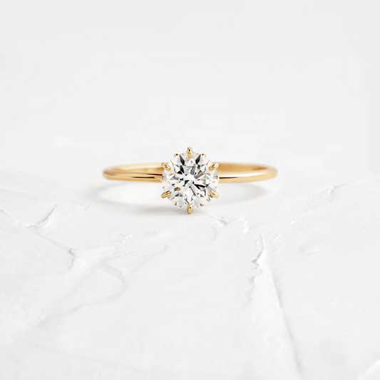 0.90CT  6 Prong Round Shape Moissanite Solitaire Ring  customdiamjewel 10KT Yellow Gold VVS-EF
