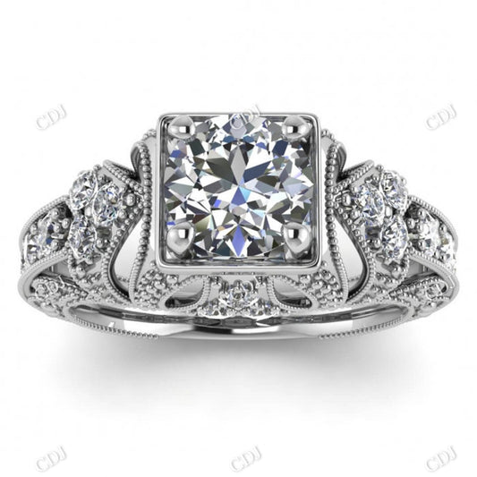 Princess Cut Moissanite 14K Rose Gold Micro Pave Engagement Ring  customdiamjewel 10KT White Gold VVS-EF
