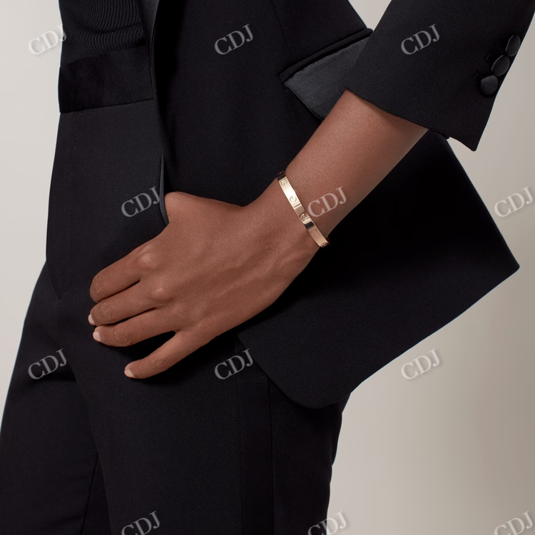 Gold Filled Bangle Moissanite Bracelet Couples Love Friendship Cuff Bracelet  customdiamjewel   