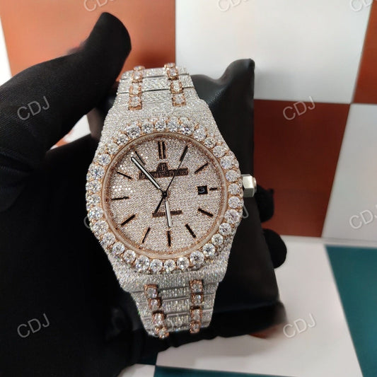 Custom IcedOut Moissanite Bustdown Ap Watch customdiamjewel