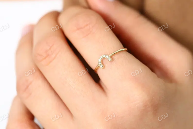 Round Cut White Diamond Horseshoe Wedding Band  customdiamjewel   