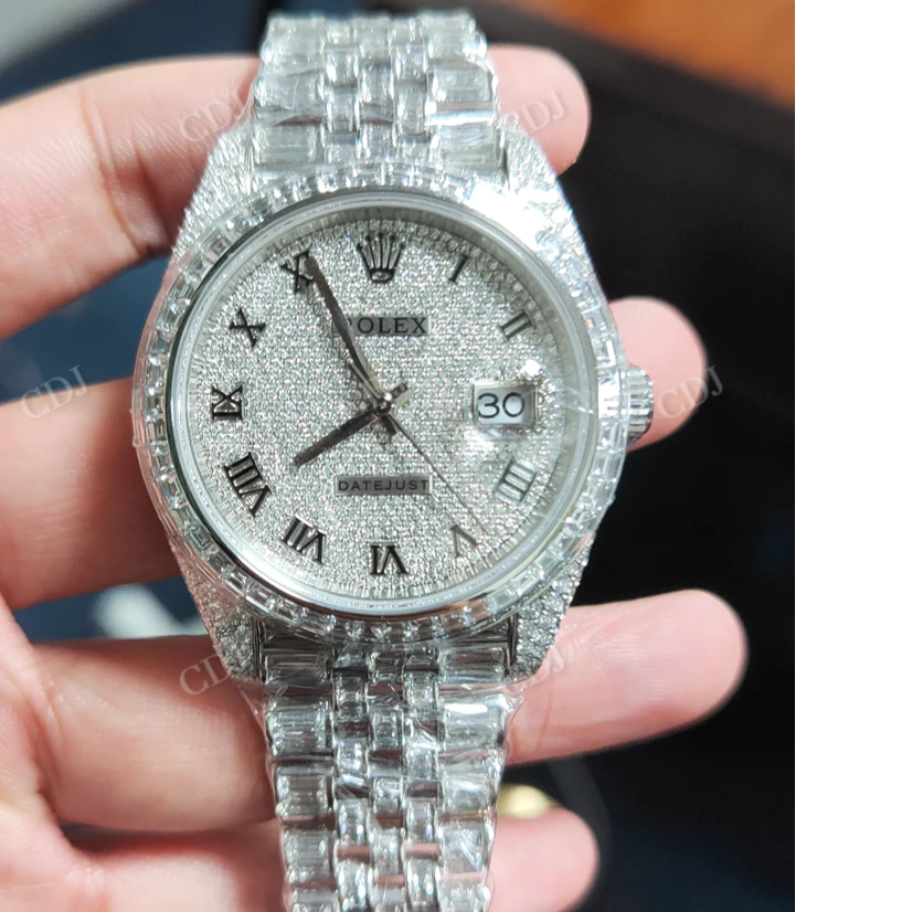 Luxury Rolex Iced out Custom Moissanite Men's Watch customdiamjewel