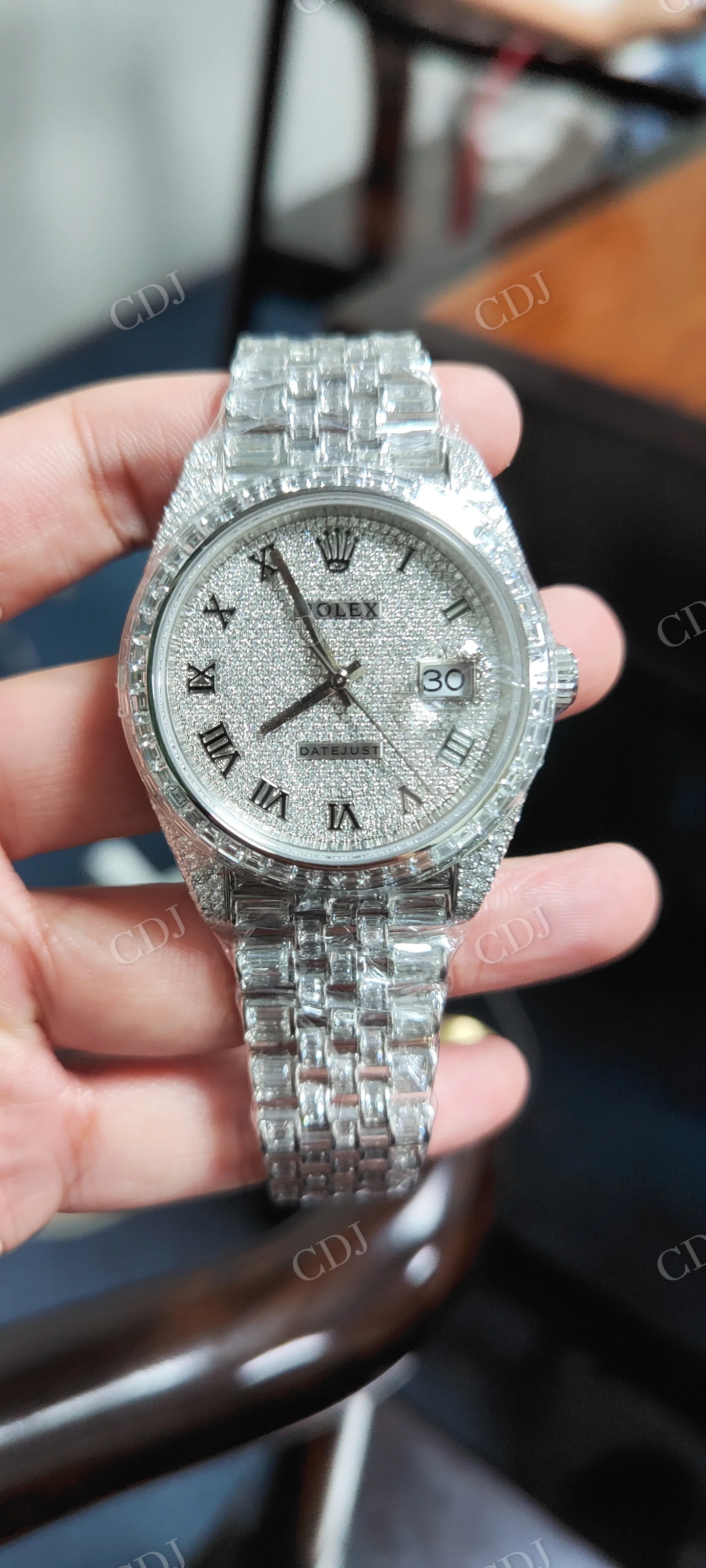 Luxury Rolex Iced out Custom Moissanite Men's Watch customdiamjewel