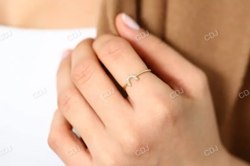 Round Cut White Diamond Horseshoe Wedding Band  customdiamjewel   