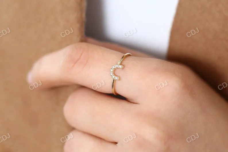Round Cut White Diamond Horseshoe Wedding Band  customdiamjewel   