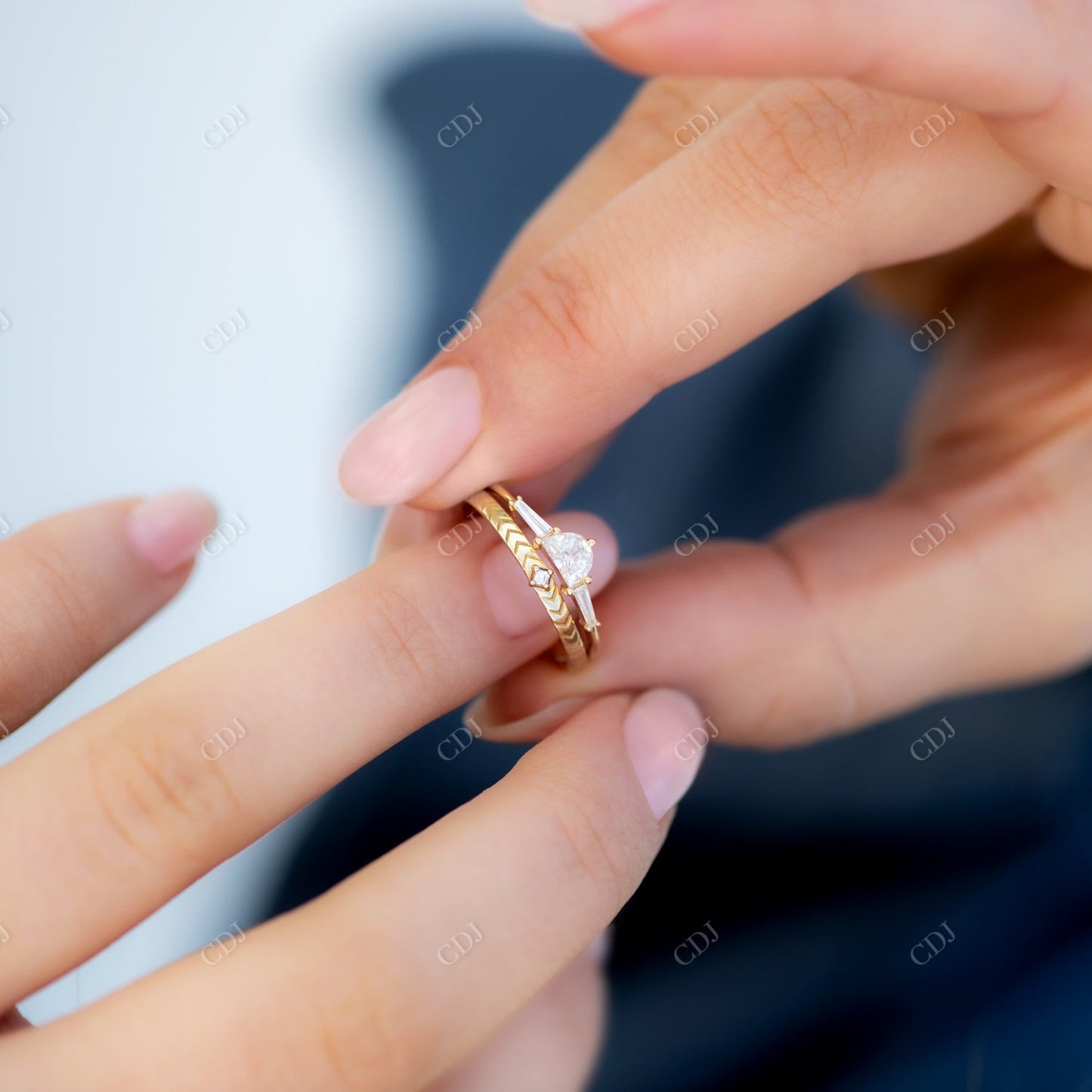 Asscher Cut Lab Grown Diamond  Engraved Wedding Band