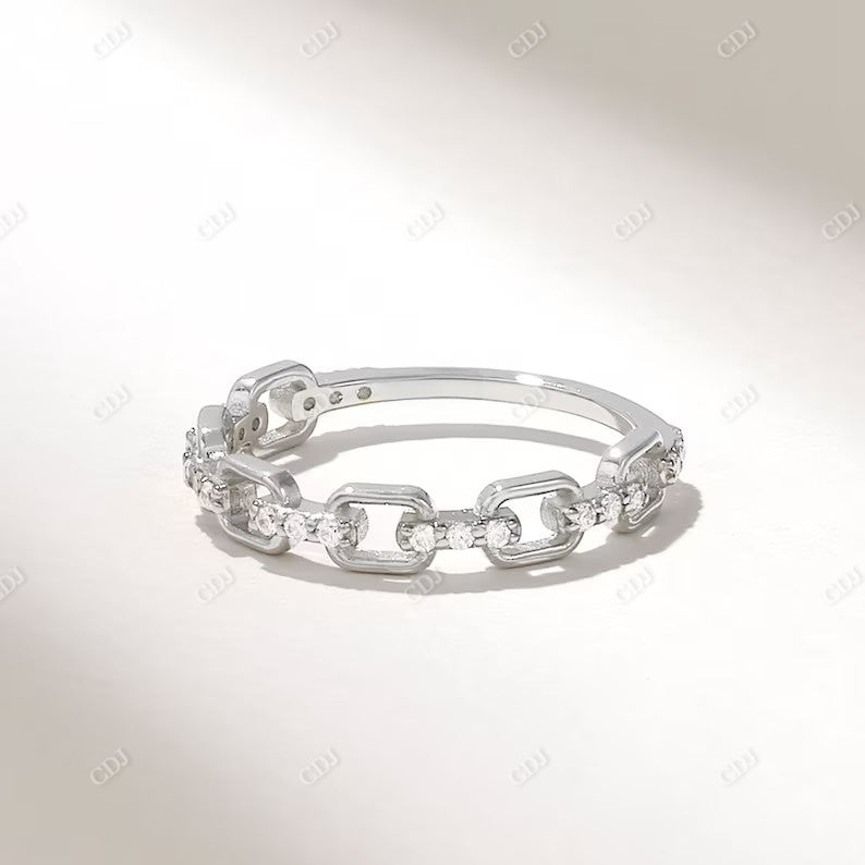 0.14CTW Solid Gold Diamond Linked Wedding Band For Women  customdiamjewel 10KT White Gold VVS-EF