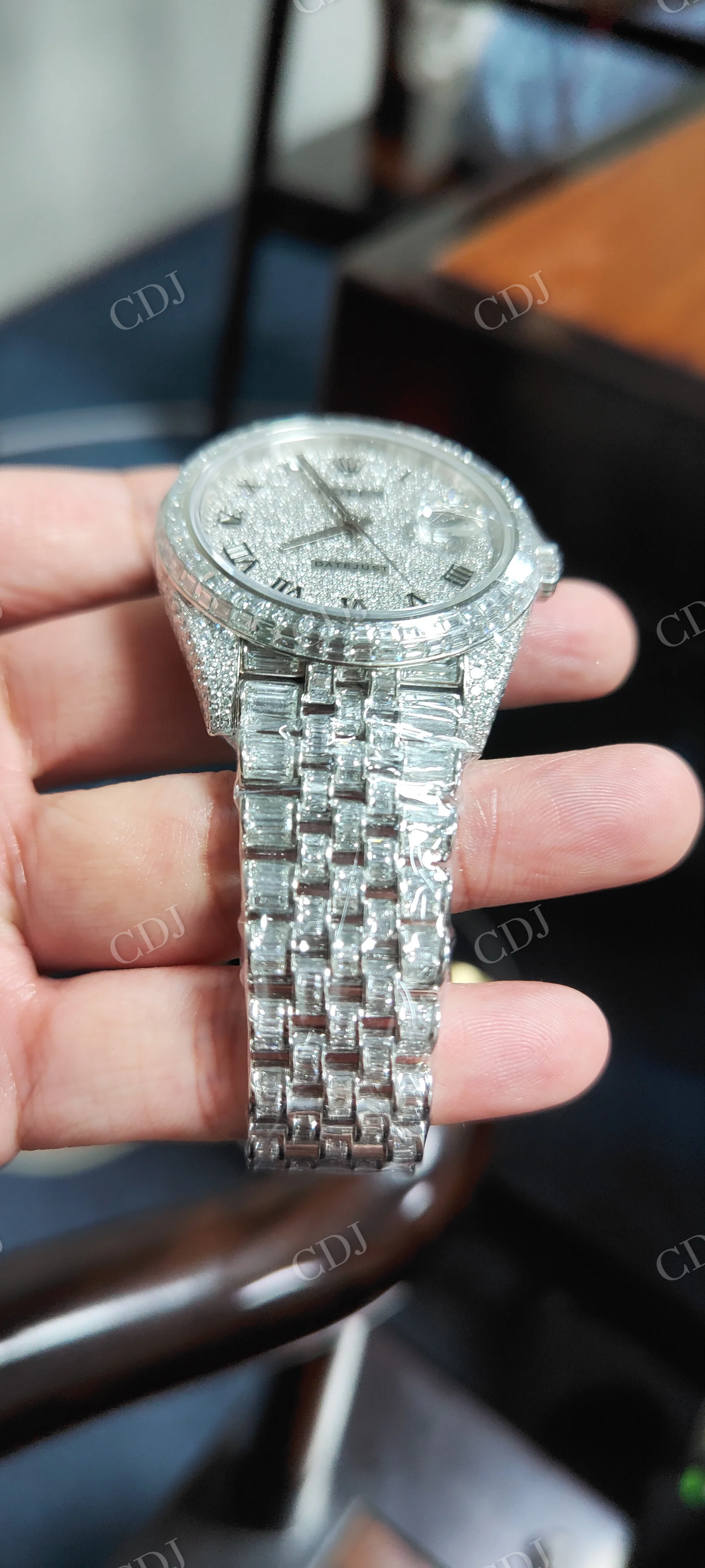 Luxury Rolex Iced out Custom Moissanite Men's Watch customdiamjewel