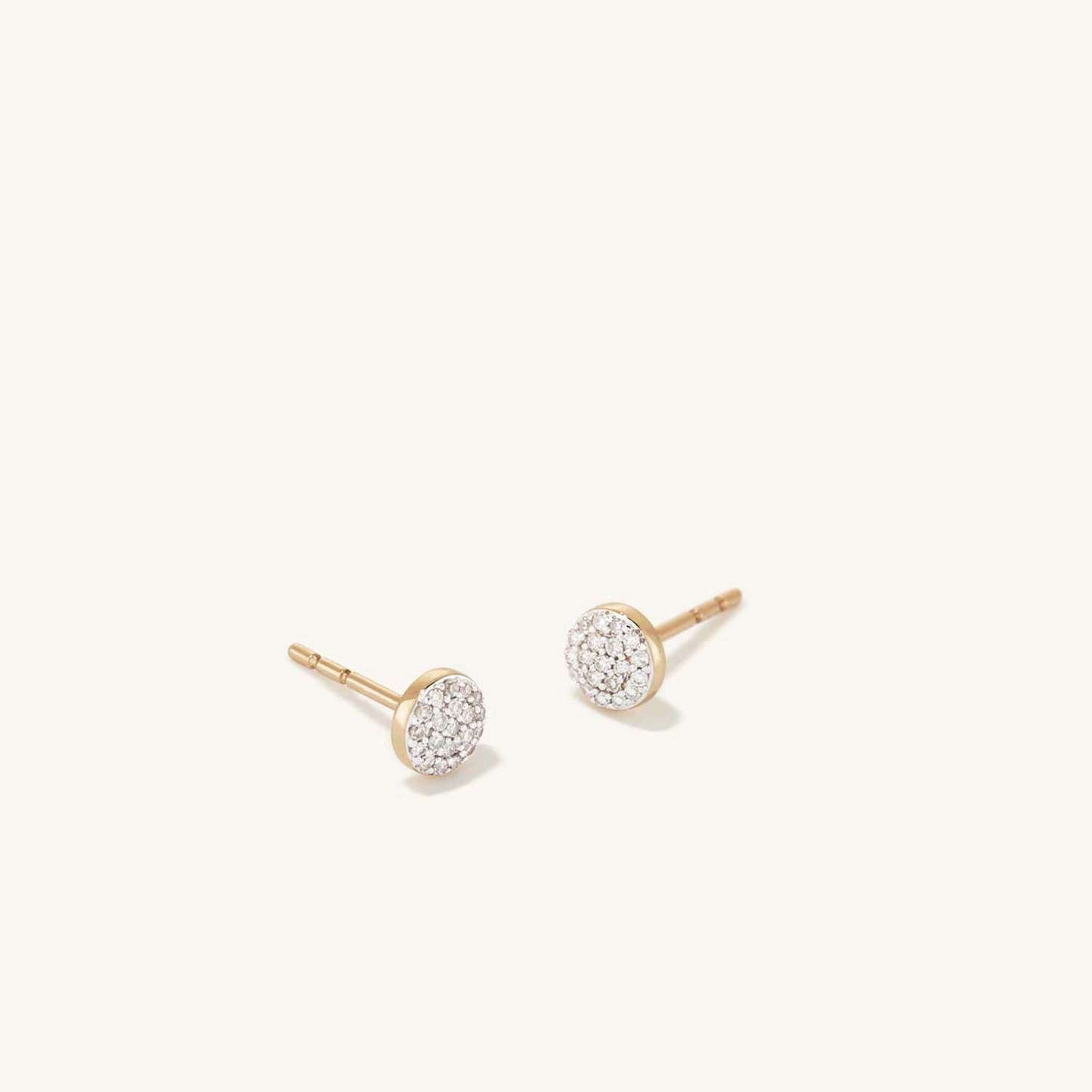 Round Cut Natural Diamond 14K Gold Round Stud Earrings
