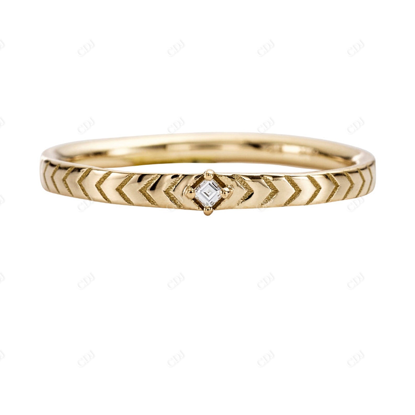 1.3MM Natural Asscher Cut Diamond Wedding Band  customdiamjewel 10KT Yellow Gold VVS-EF