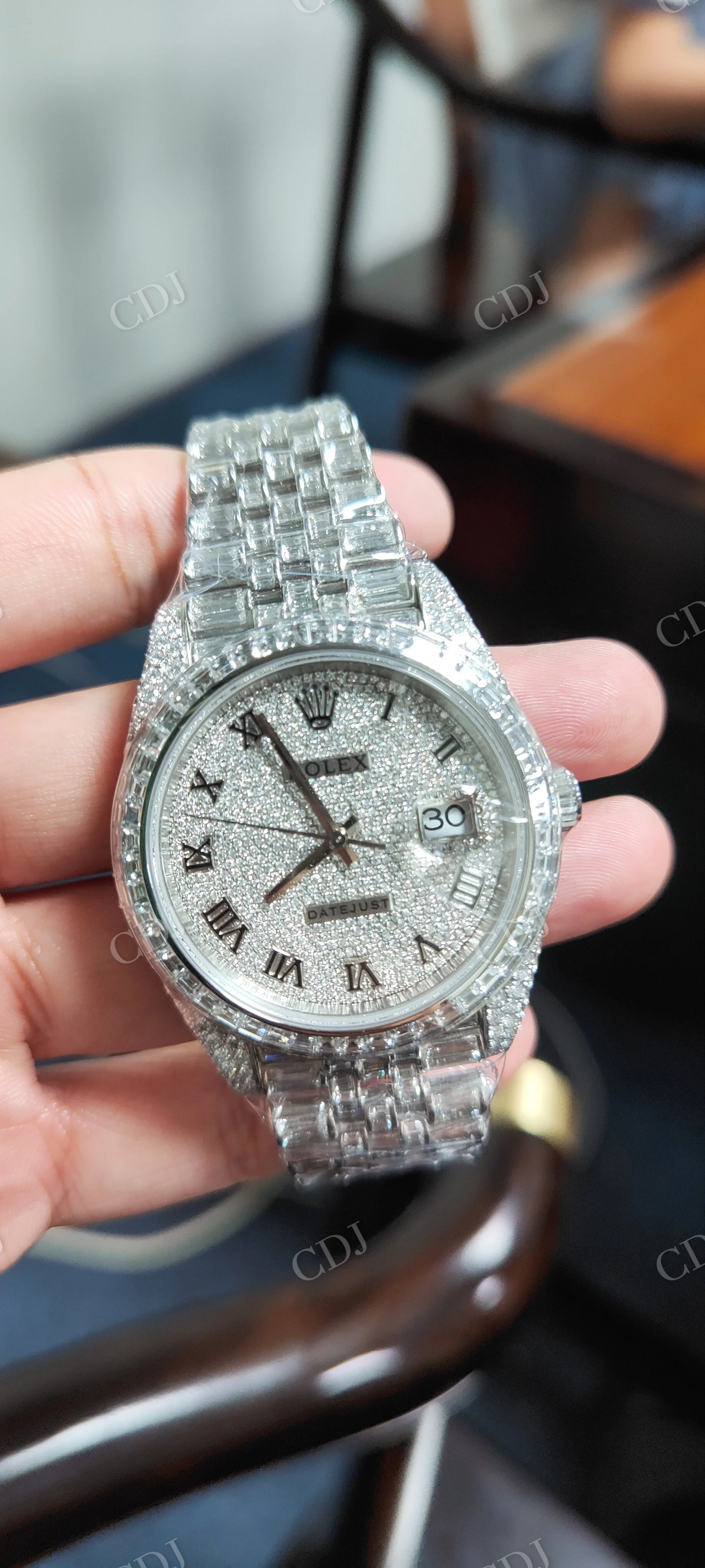 Luxury Rolex Iced out Custom Moissanite Men's Watch customdiamjewel
