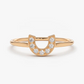Round Cut White Diamond Horseshoe Wedding Band  customdiamjewel 10KT Rose Gold VVS-EF