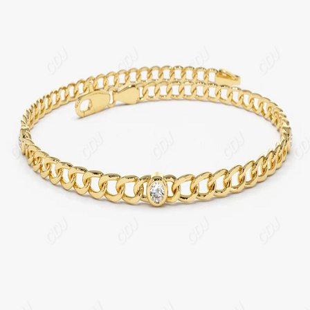 0.21CTW Moissanite Link Chain Diamond Bracelet  customdiamjewel Sterling Silver Yellow Gold VVS-EF