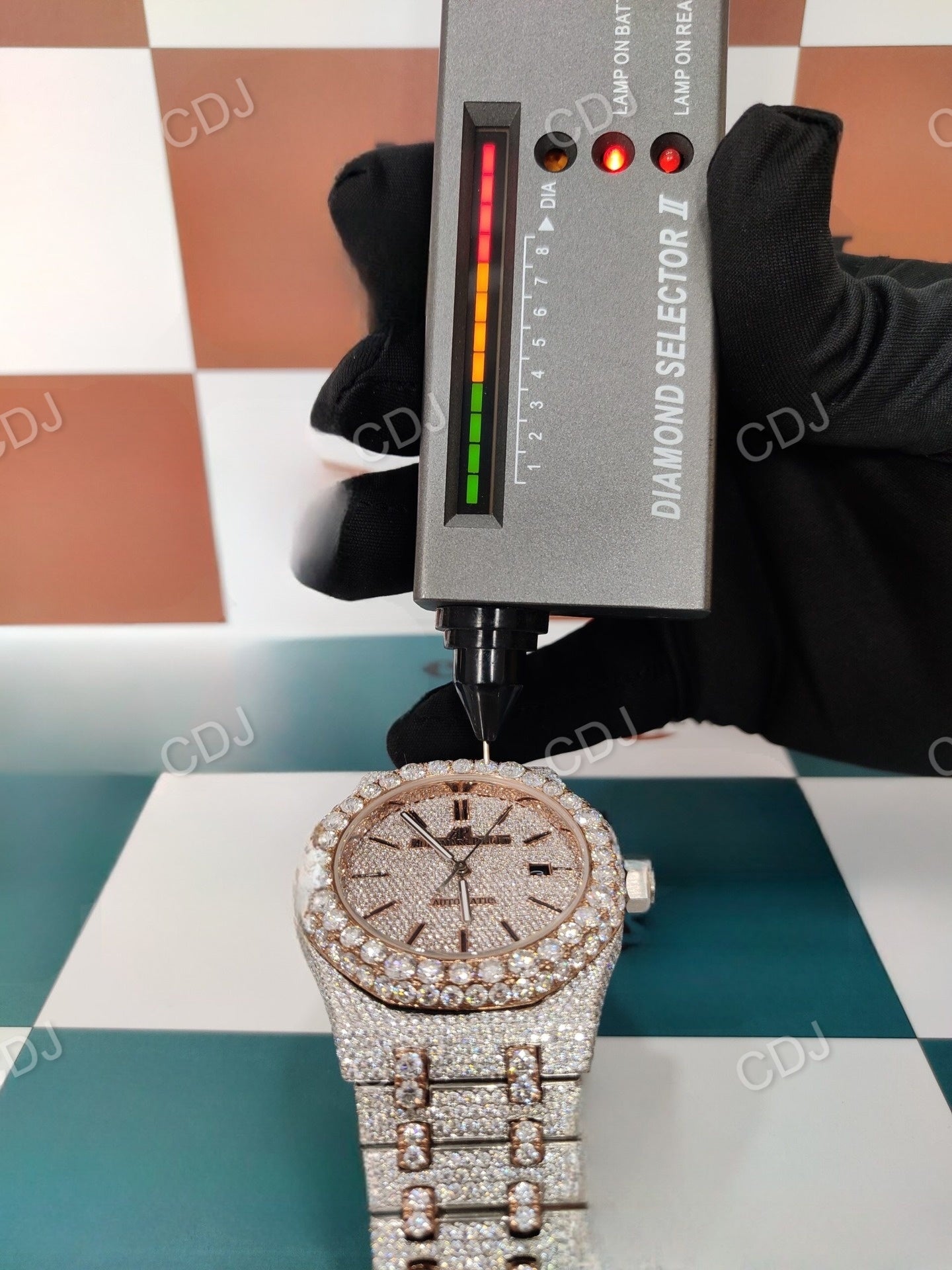 Custom IcedOut Moissanite Bustdown Ap Watch customdiamjewel