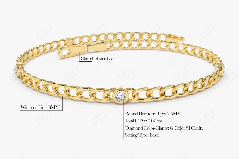 0.21CTW Moissanite Link Chain Diamond Bracelet
