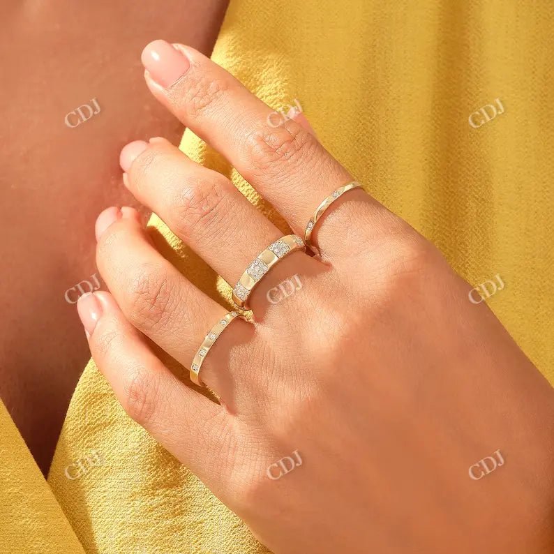 0.05CTW Round Five Stone Lab Grown Diamond Minimalist Wedding Band  customdiamjewel   