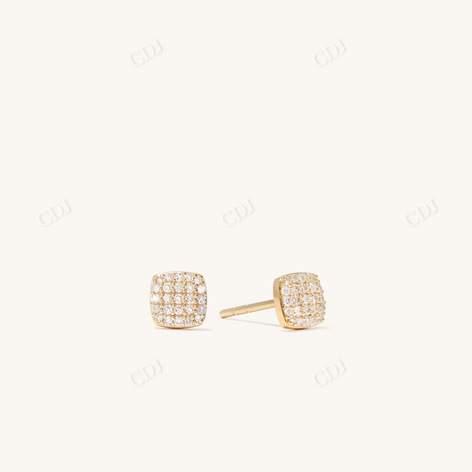 0.13CT Lab Grown Cushion Stud Diamond Earrings  customdiamjewel Sterling Silver Yellow Gold VVS-EF