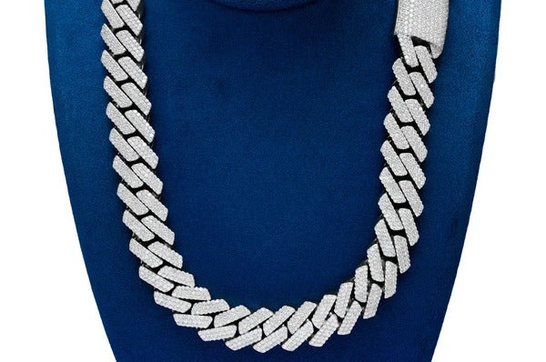 3 Row Diamond Cuban Chain Hip Hop Necklace  customdiamjewel   