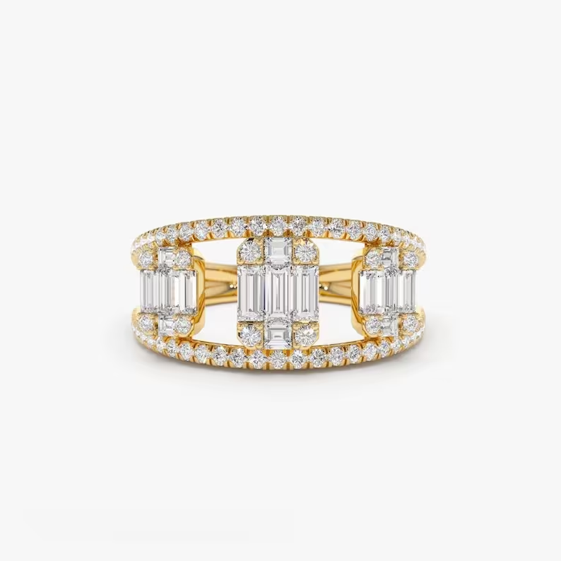 0.80CTW Cocktail Lab Grown Diamond Wedding Band  customdiamjewel 10KT Yellow Gold VVS-EF