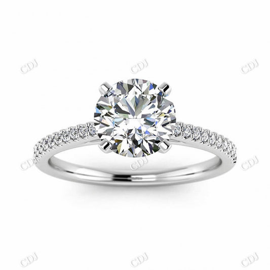 14K White Gold Round Cut Moissanite Engagement Ring  customdiamjewel 10KT White Gold VVS-EF